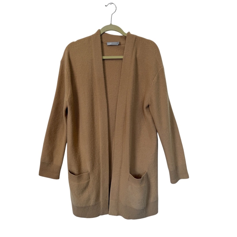 Vince Camel Solid Cashmere Long Open Cardigan, L